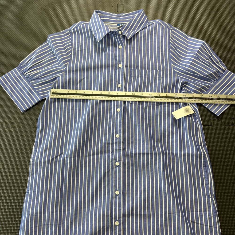 Womens Striped Button-Down Shirt Dress Blue & White XS Old Navy - Picture 4 of 5